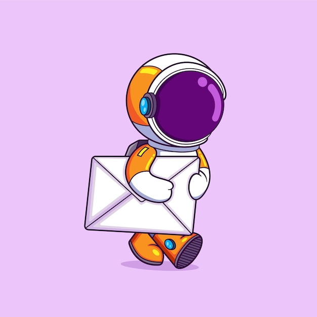 De astronaut is een postbode en bezorgt een grote post