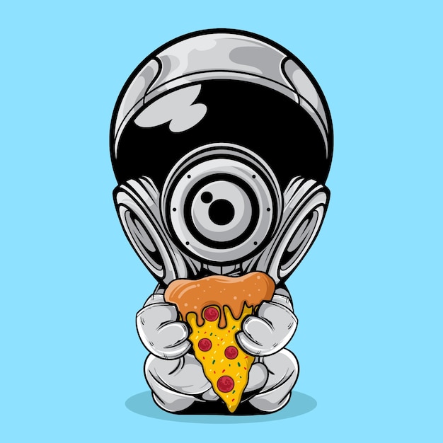 De astronaut met een stukje pizza illustratie