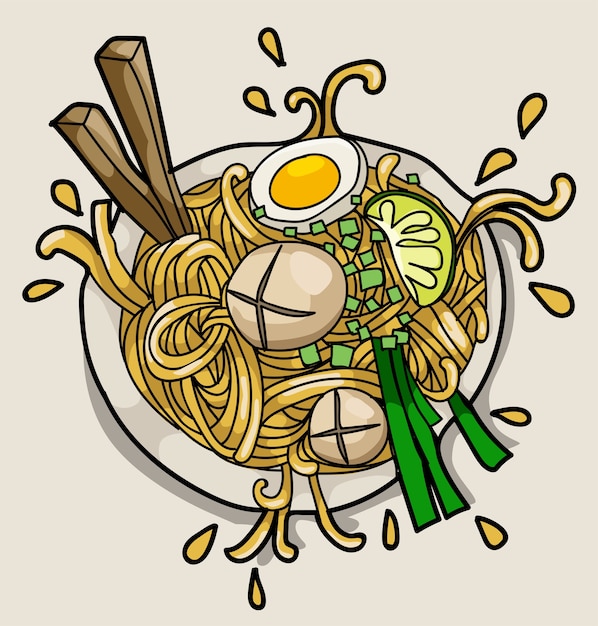 Vector de aziatische noedel ramen het concept van de restaurantaffiche