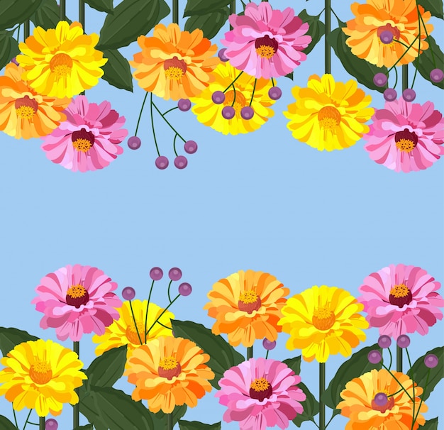 De banner van de de zomer Bloemenkaart Vectorillustratie als achtergrond