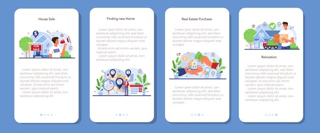 De bannerreeks van de makelaarsdienst mobiele applicatie. Verhuizing