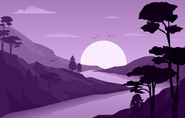 Vector de berg forest wild nature landscape monochrome illustration van de zonsopgangzonsondergang