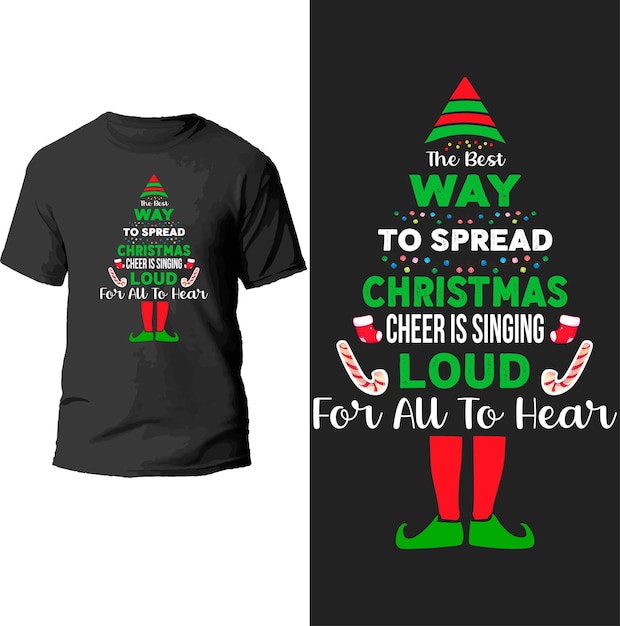 Vector de beste manier om kerstgejuich te verspreiden is luid zingen zodat iedereen het t-shirtontwerp kan horen.