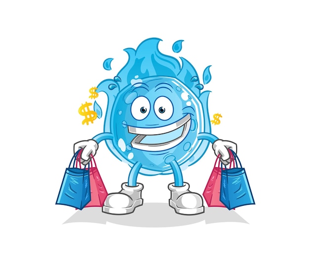 De blauwe komeet shoping mascotte. cartoon vector