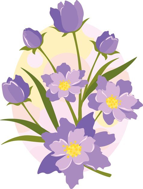 De bloemen zijn paars Een delicaat boeket Vector