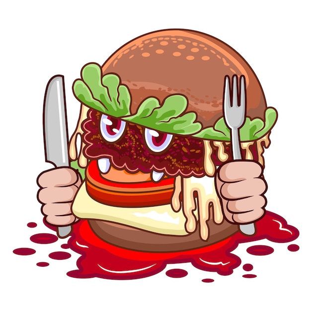 De boos kijkende Hamburger-mascotte