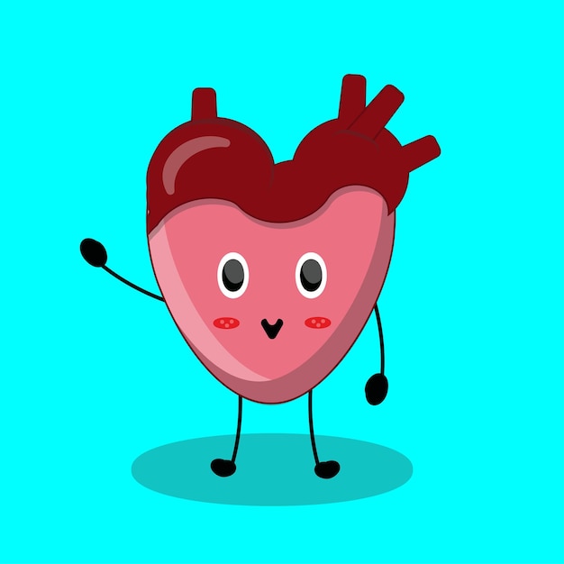 De cartoon hart karakter begroeting en glimlachend vector ontwerp