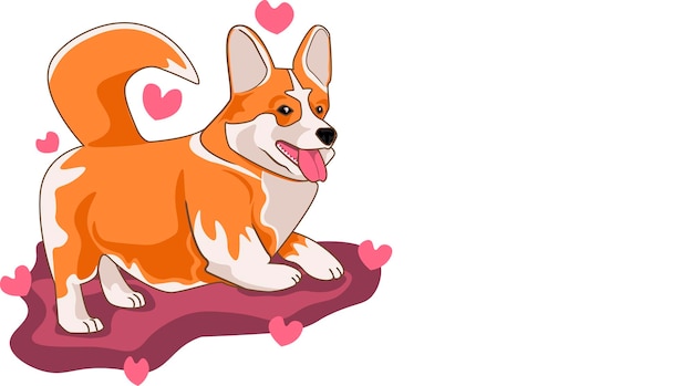 Vector de corgi-hond houdt van zijn baas met heel zijn hart