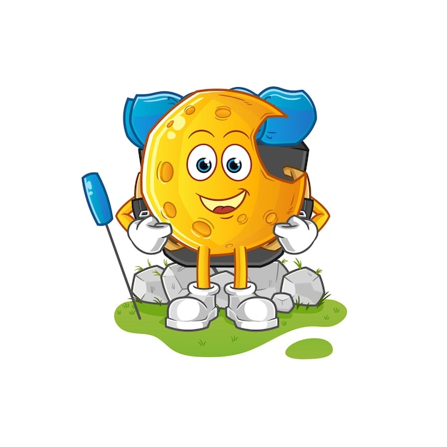 De Crescent moon go camping mascotte. cartoon vector