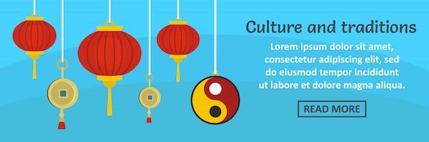 De cultuur en de tradities van china het horizontale concept van het bannermalplaatje