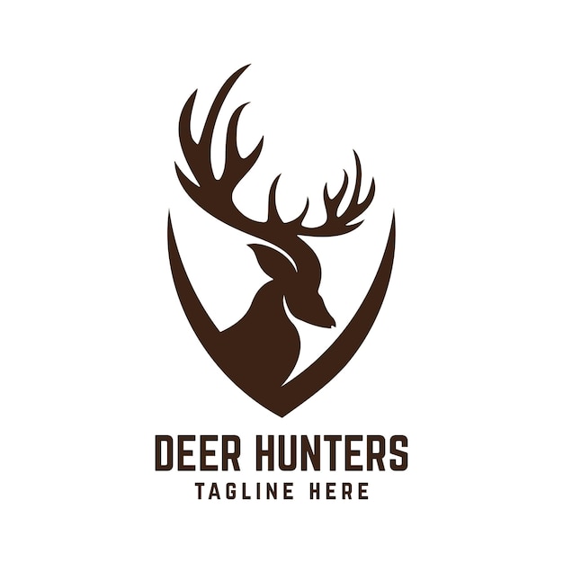 Vector de deer hunters logo ontwerpconcept voor de jacht