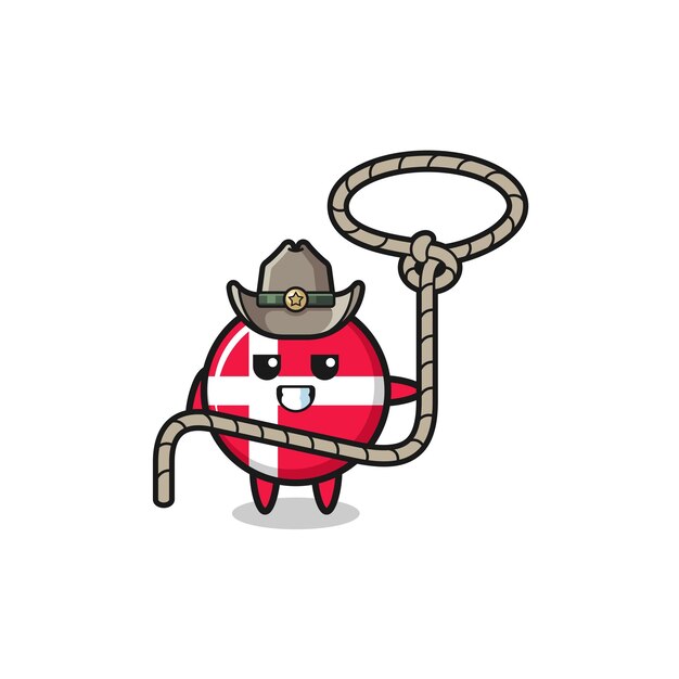 Vector de denemarken vlagcowboy met leuk lasso-touwontwerp