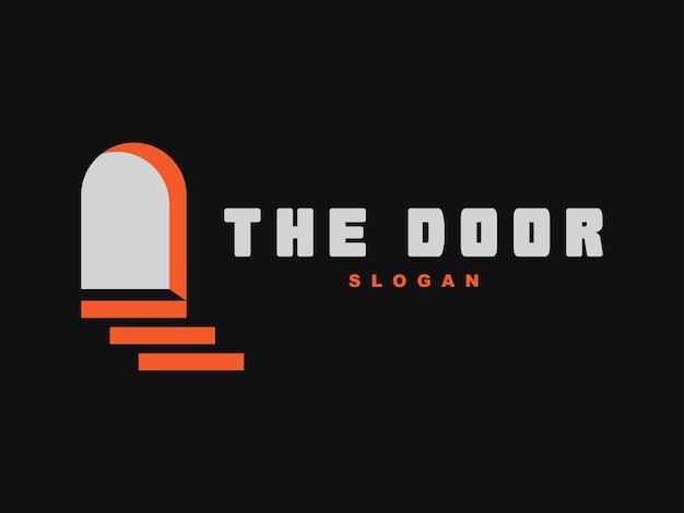 de deur met trap logo vector ontwerp