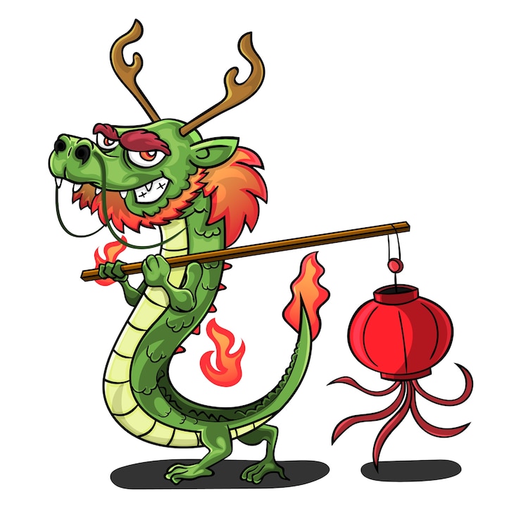 Vector de draken lantaarn cartoon van de draak
