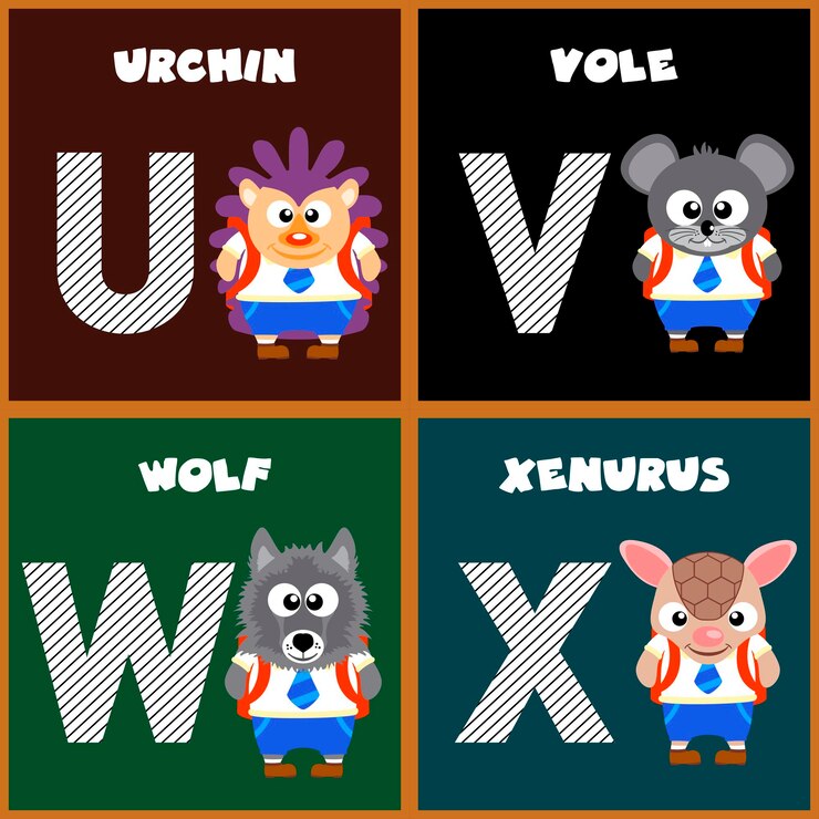 Vector de engelse letter uvwx