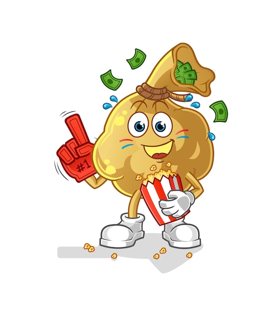 De geldzakventilator met popcornillustratie karakter vector