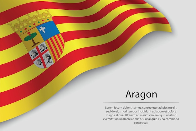 De golfvlag van Aragon is een regio van Spanje Banner of lintvectorsjabloon