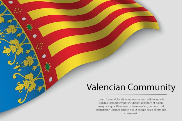 De golfvlag van de Valenciaanse Gemeenschap is een regio van Spanje Banner of lintvectorsjabloon