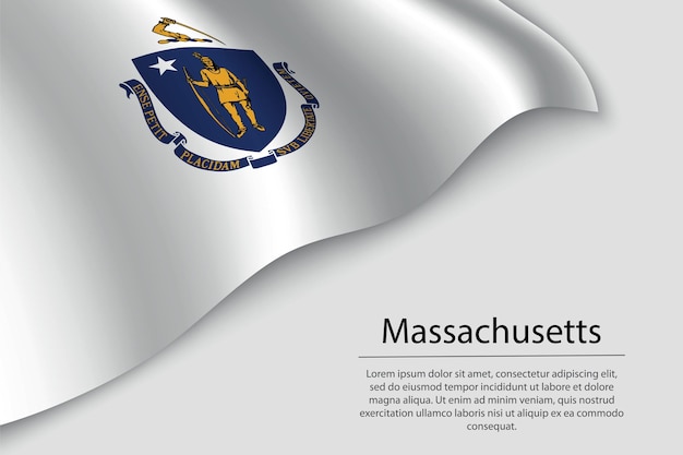 De golfvlag van Massachusetts is een staat van de Verenigde Staten Banner of lintvectorsjabloon