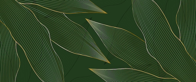 De gouden en groene abstracte achtergrond van bladlijnen