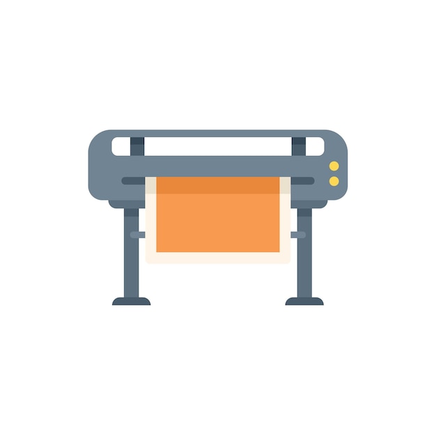 De grootformaatprinter drukt een oranje rechthoek op een witte achtergrond af