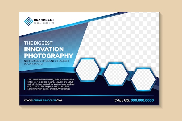De grootste innovatie fotografiebanner, fotoworkshop flyer sjabloonontwerp,