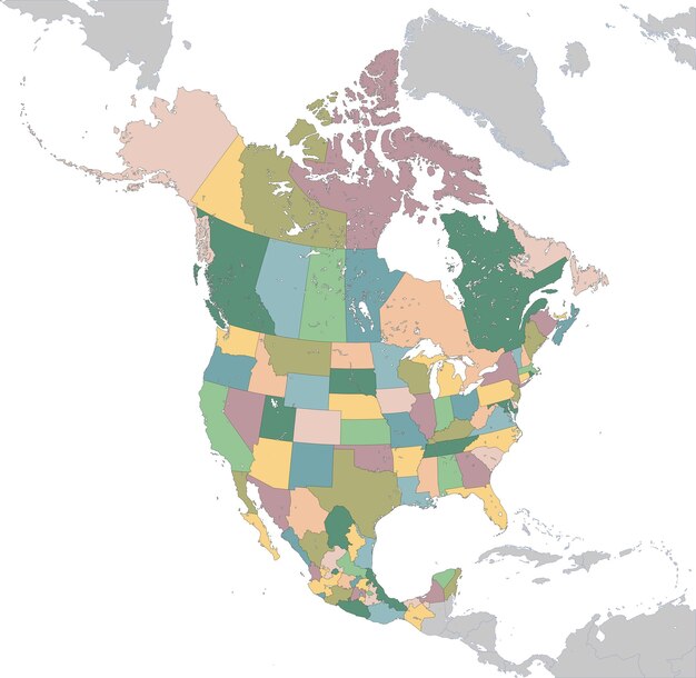 Vector de grootste landen van noord-amerika zijn canada, de verenigde staten en mexico.