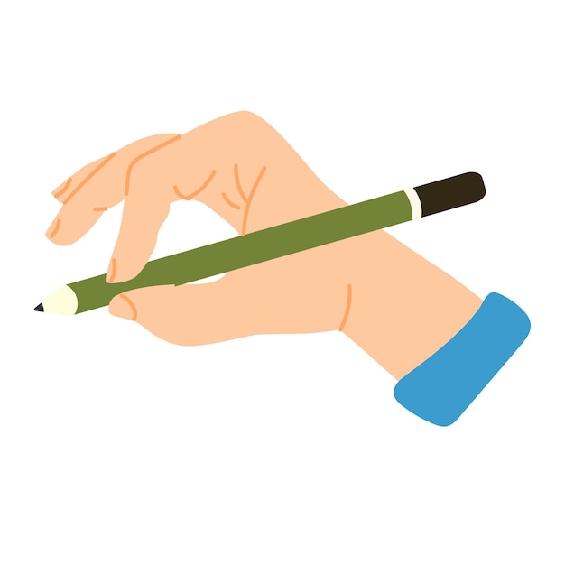 Vector de hand houdt een potlood platte vectorillustratie moderne stijl icon hand