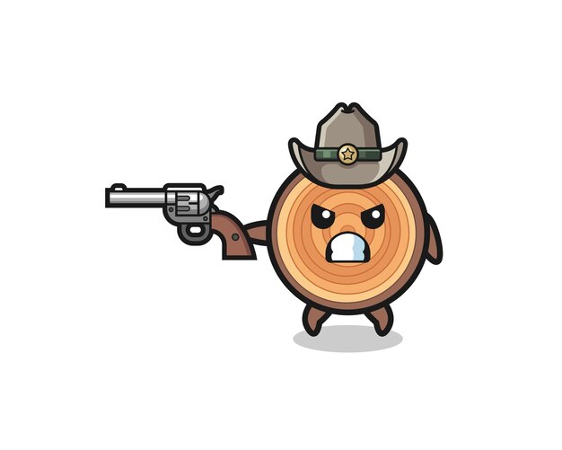 De houtnerf-cowboy die met een pistool schiet