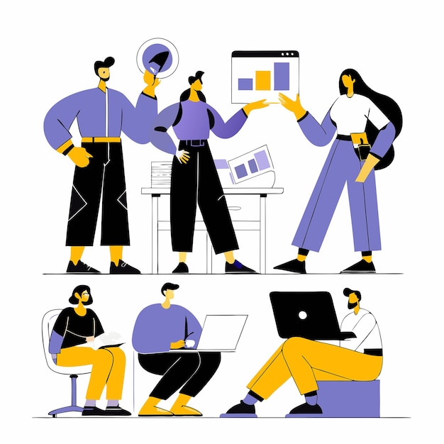 De HR-afdeling vormt een team in een vectorillustratie