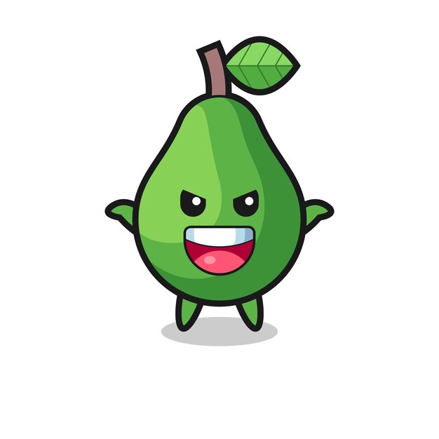 De illustratie van een schattige avocado die een schrikgebaar doet, een schattig stijlontwerp voor een t-shirt, sticker, logo-element