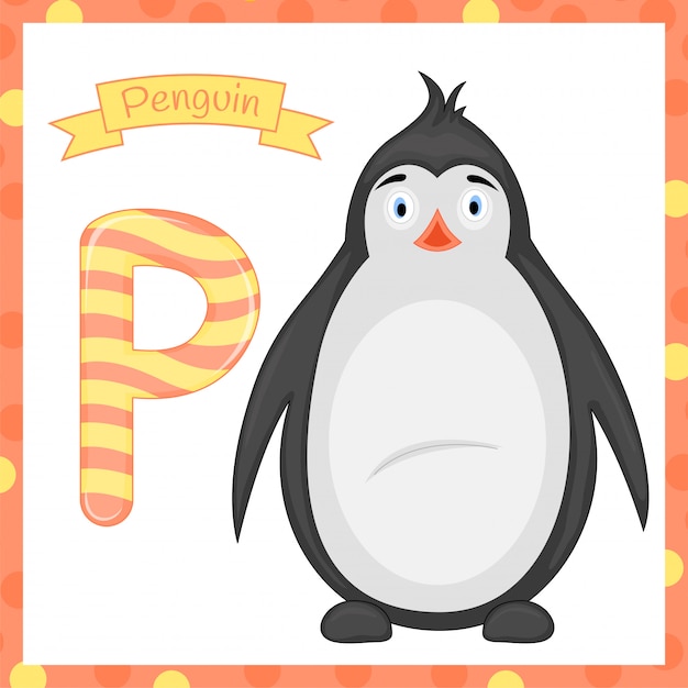 De illustratie van geïsoleerde dierlijke Alfabetbrief P is voor het alfabet van het Pinguïnbeeldverhaal