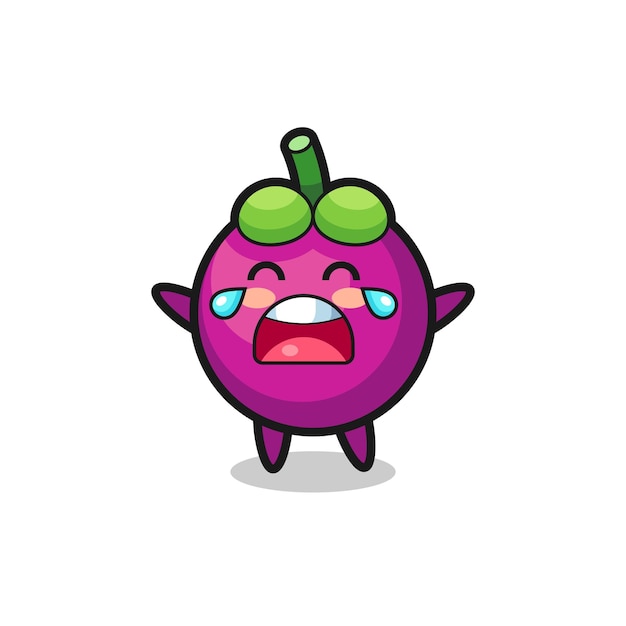 De illustratie van huilende mangosteen schattige baby schattige stijl ontwerp voor t-shirt sticker logo element