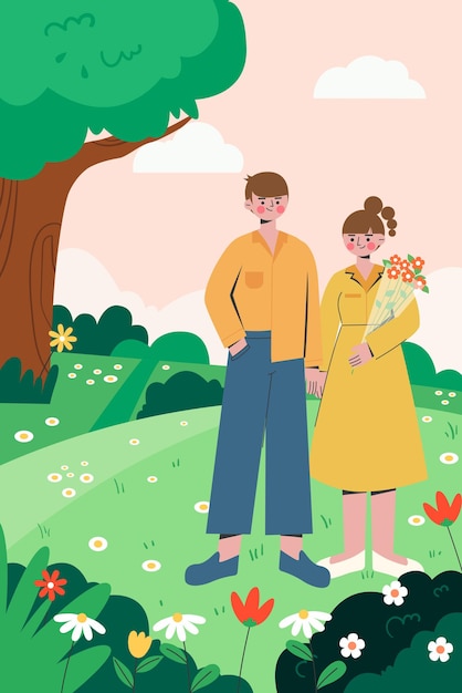 de illustratie van koppelsuitjes in het voorjaar