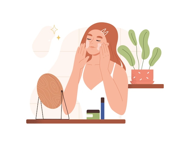 De jonge vrouw zorgt voor haar huid Spa-behandelingen en huidverzorgingsconcept