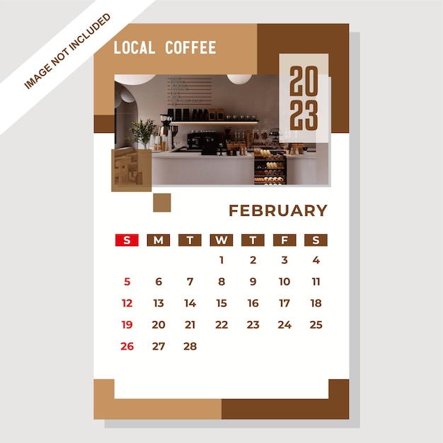 De laatste kalender van februari 2023 is geschikt voor cafés