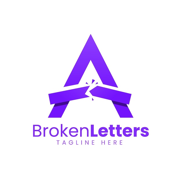 De letter a en de gebroken vorm logo sjabloon