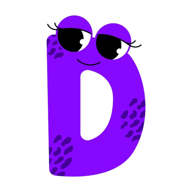 De letter d. symbool uit het monsteralfabet. geïsoleerd op een witte achtergrond. vector illustratie.