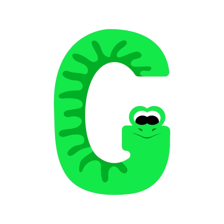 Vector de letter g. symbool uit het monsteralfabet. geïsoleerd op een witte achtergrond. vector illustratie.