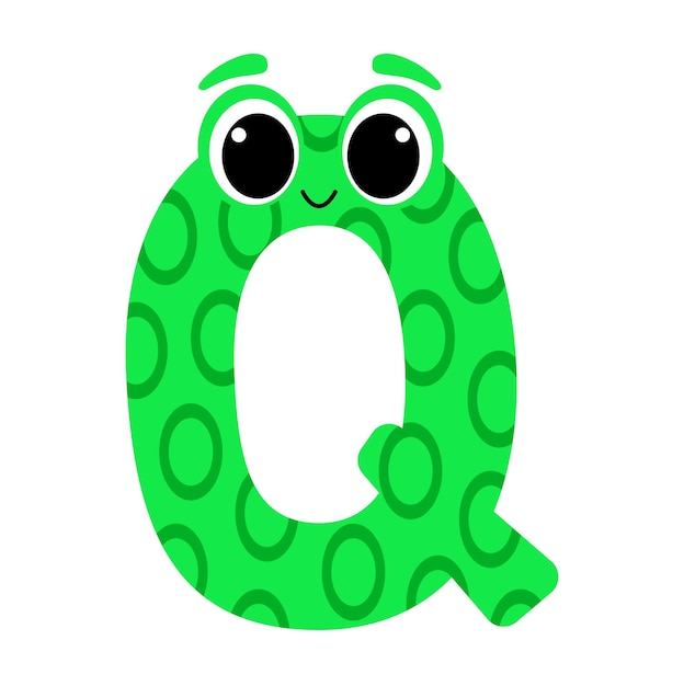 De letter Q. Symbool uit het monsteralfabet. Geïsoleerd op een witte achtergrond. Vector illustratie.