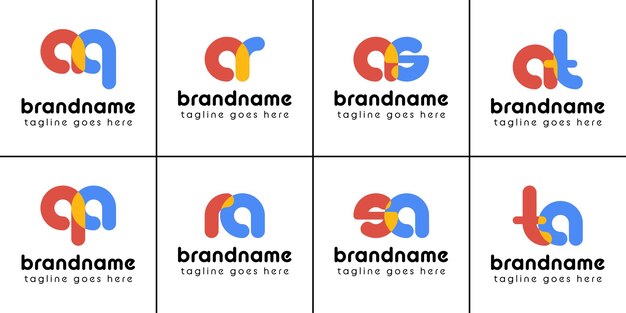 De letters aq qa ar ra as sa at ta Playful Logo vertegenwoordigen een leuke energieke en vreugde
