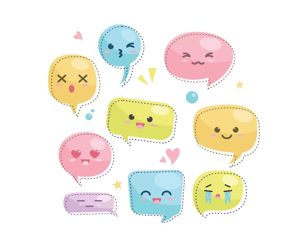 Vector de leuke speech bubble set