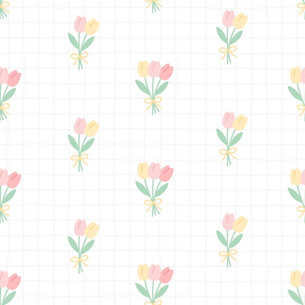 De leuke tulp bloeit naadloze patroonachtergrond