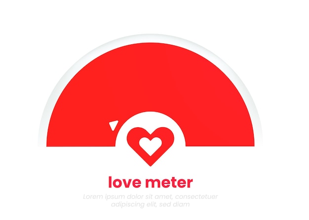 De liefdesmetergrafiek. De romantische infographic met een hart. Het minimale sjabloonontwerp in rode kleuren voor 14 februari of Valentijnsdag.