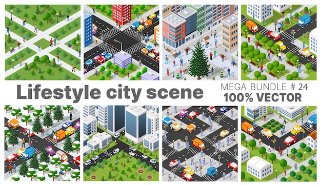 De lifestyle-scene van de stad plaatste illustraties op stedelijke thema's met huizen