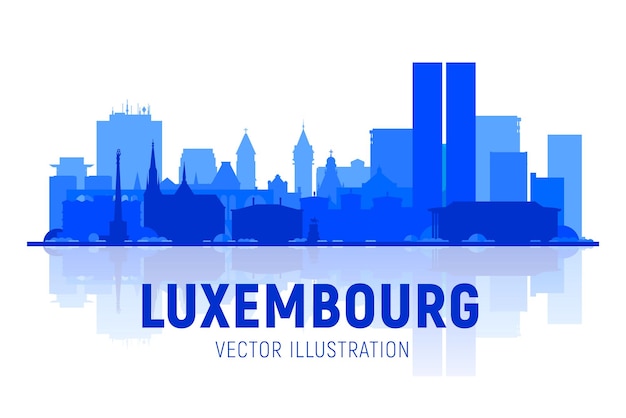 De lijnhorizon van de Luxemburgse stad met panorama op de hemelachtergrond Vectorillustratie Zakelijk reizen en toerismeconcept met oude gebouwen Afbeelding voor presentatiebannerwebsite