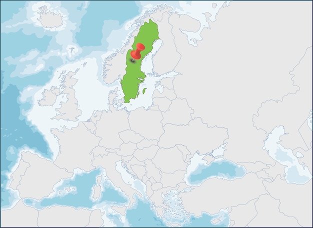 De locatie van het koninkrijk zweden op de kaart van europa