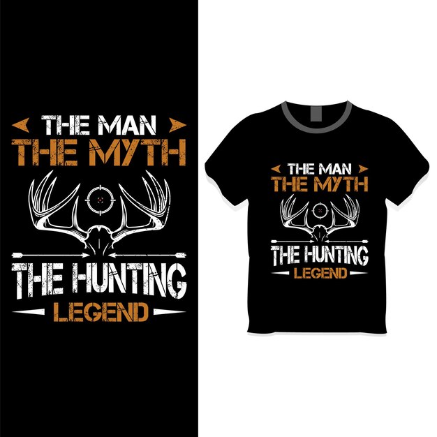 De man de mythe de jachtlegende t-shirt ontwerpsjabloon