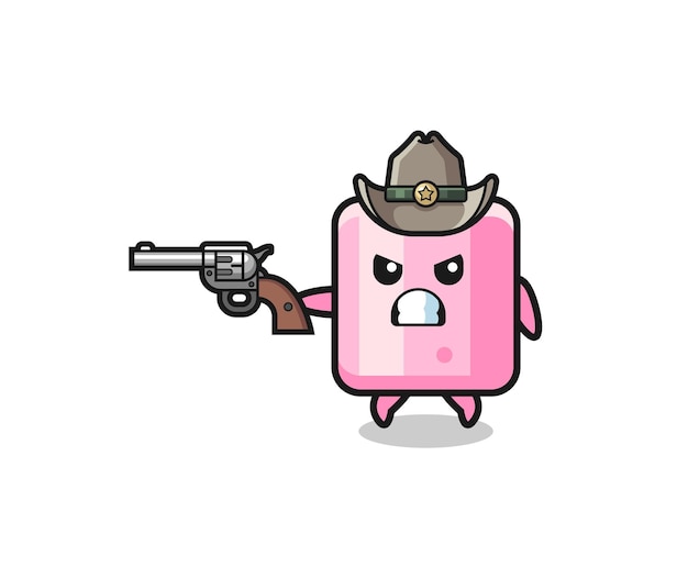 de marshmallow-cowboy die met een pistool schiet