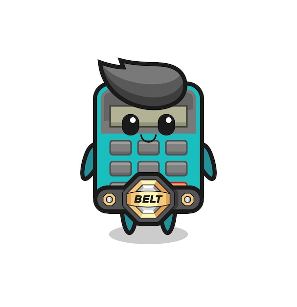 De mascotte van de MMA-jagercalculator met een riem